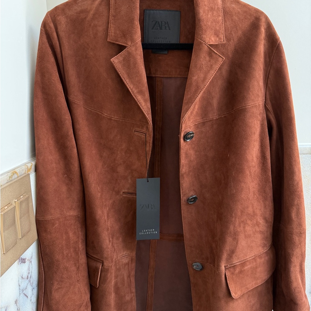 Zara womens Rich Brown Suede Jacket